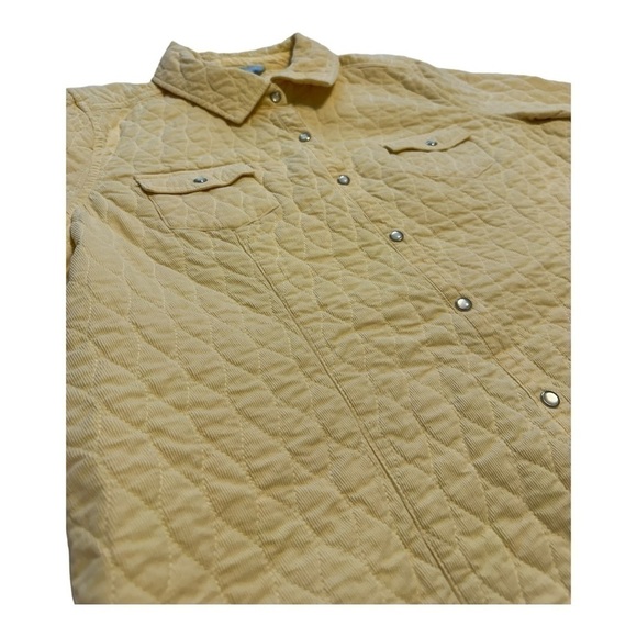 Quilted Corduroy Snap Button Pastel Yellow Coat | Denver Hayes - Size Medium - Picture 5 of 12
